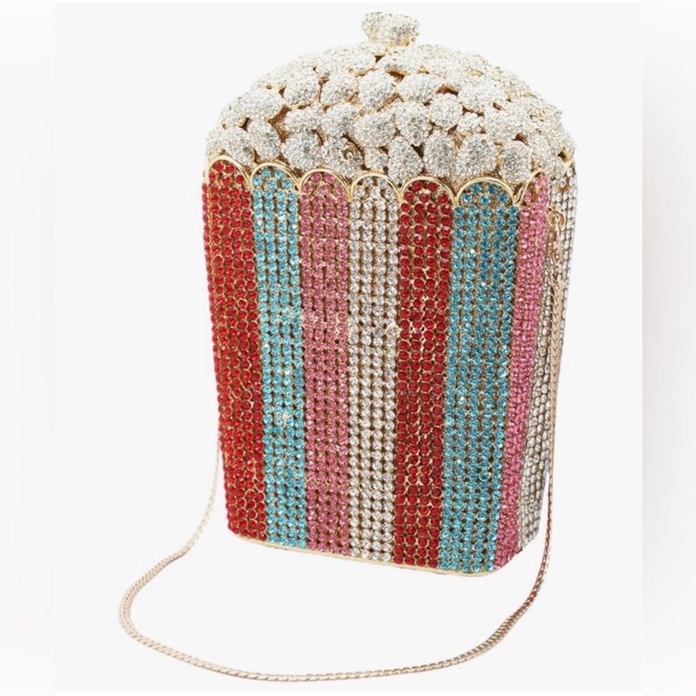 Amazon Red Turquoise Pink Crystal Popcorn Clutch